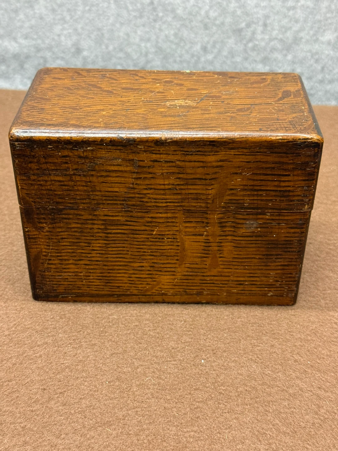 Vintage Oak Keepsake Box Scalloped Lid c.1920-1940 Hinged Wood