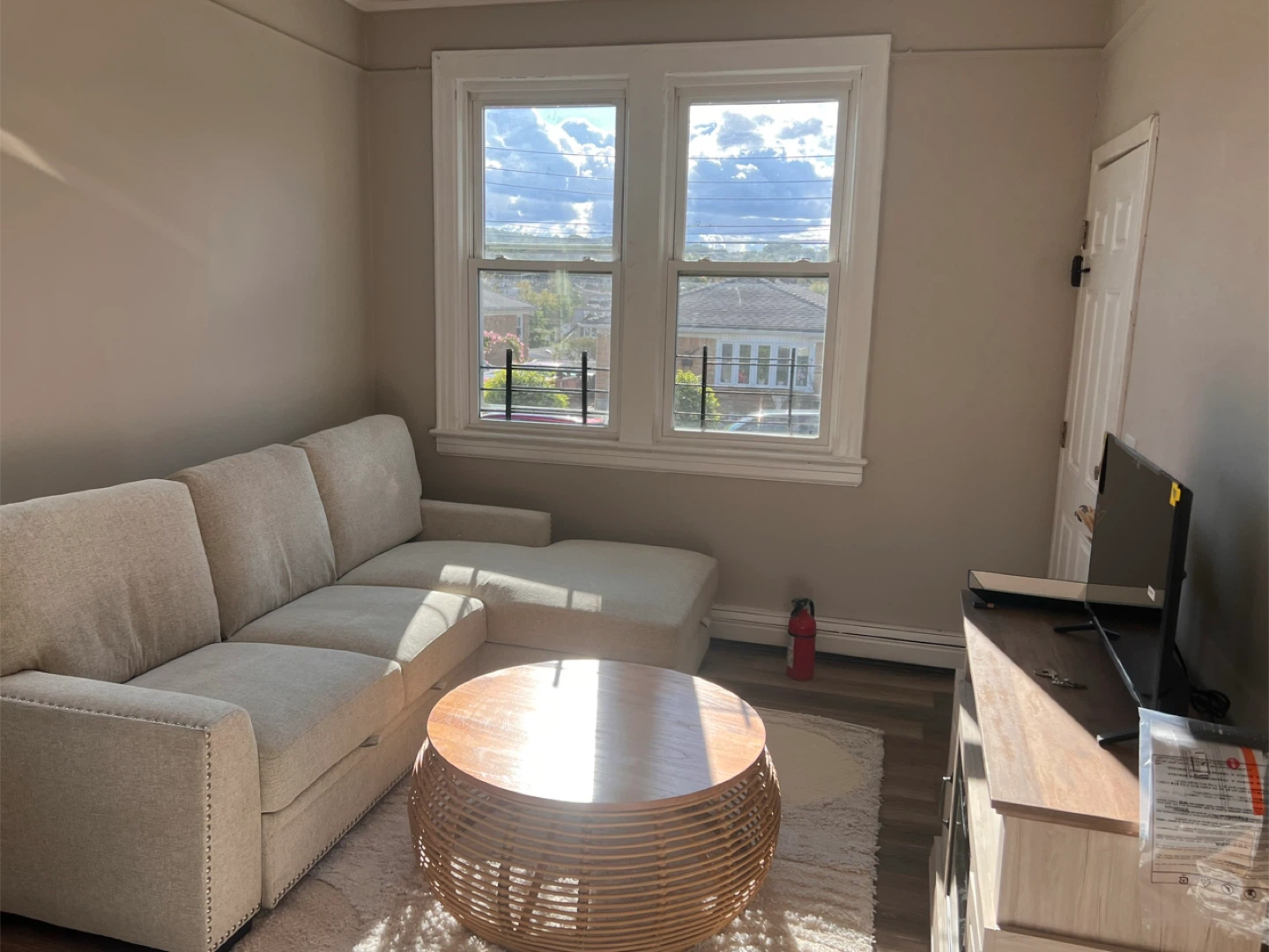 Beige Sectional Sofa with Chaise