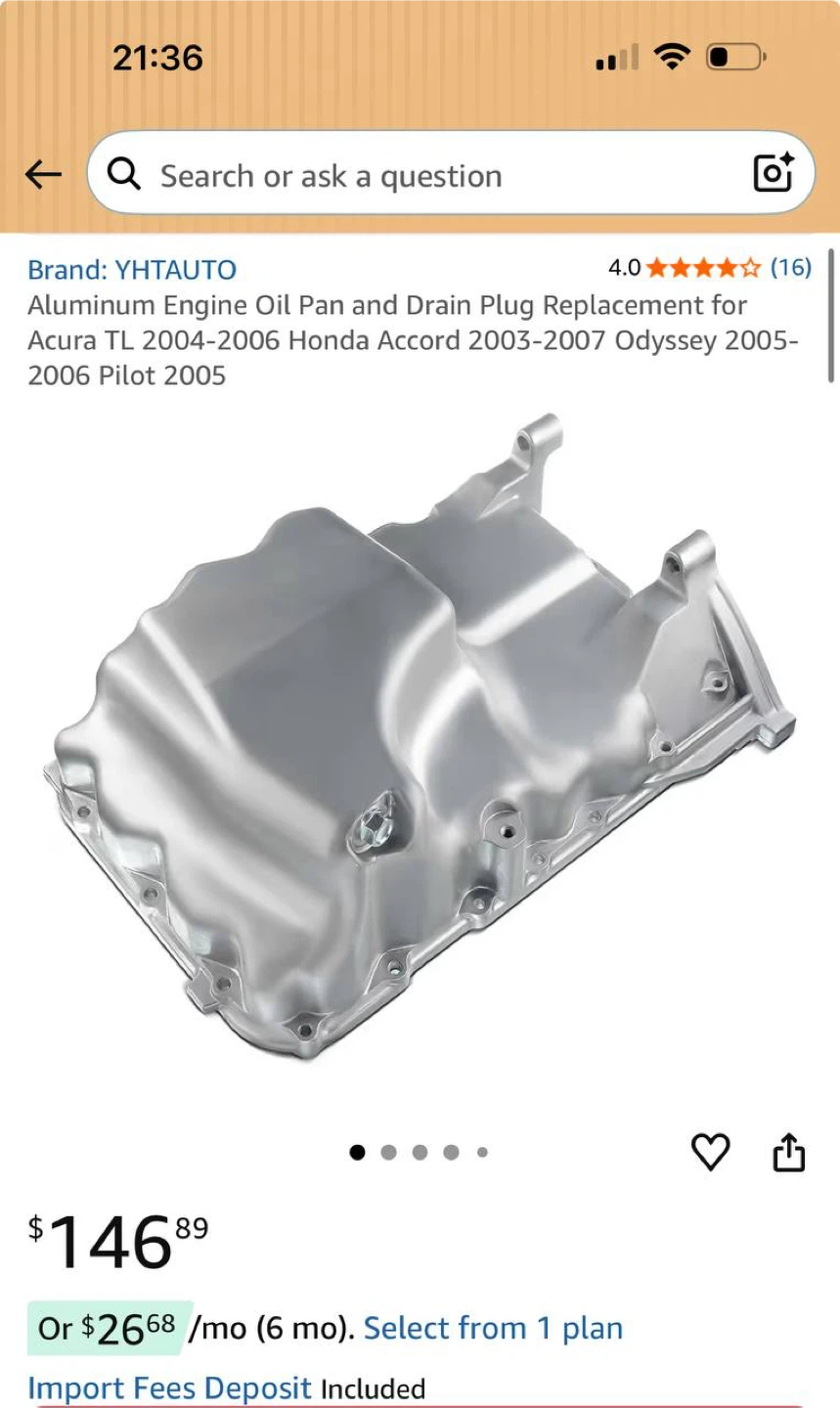 YHTAUTO Aluminum Engine Oil Pan – Honda Acco