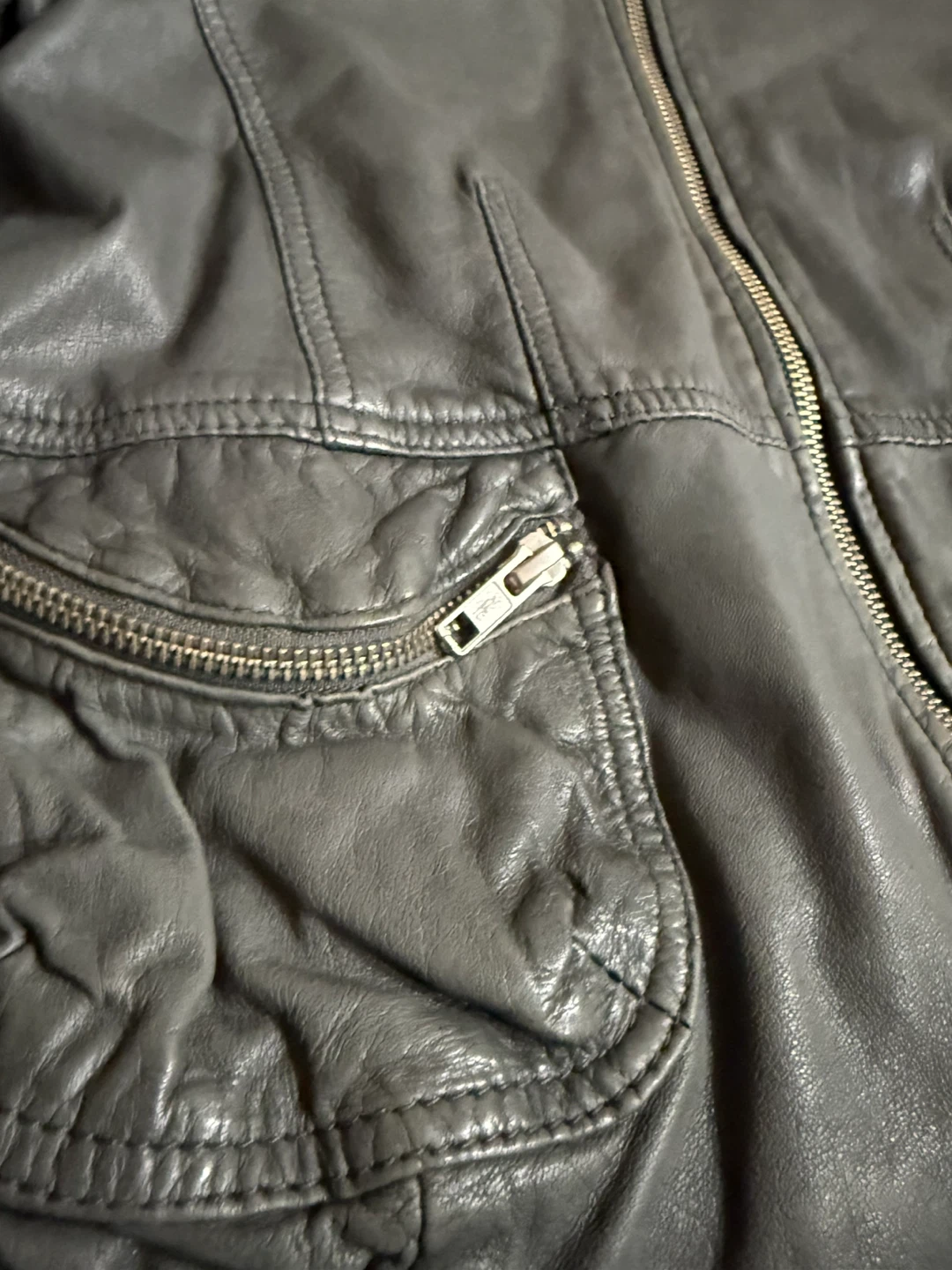 MAX&Co. Women's Grey Leather Jacket - photo 3