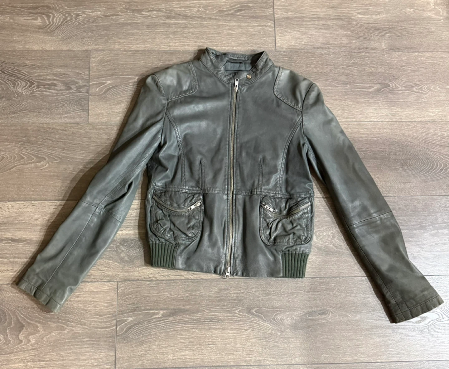 MAX&Co. Women's Grey Leather Jacket - photo 2