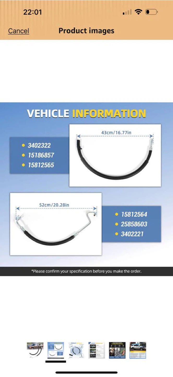Power Steering Pressure Hose – Chevy / GMC / Cadillac – Open box - photo 5