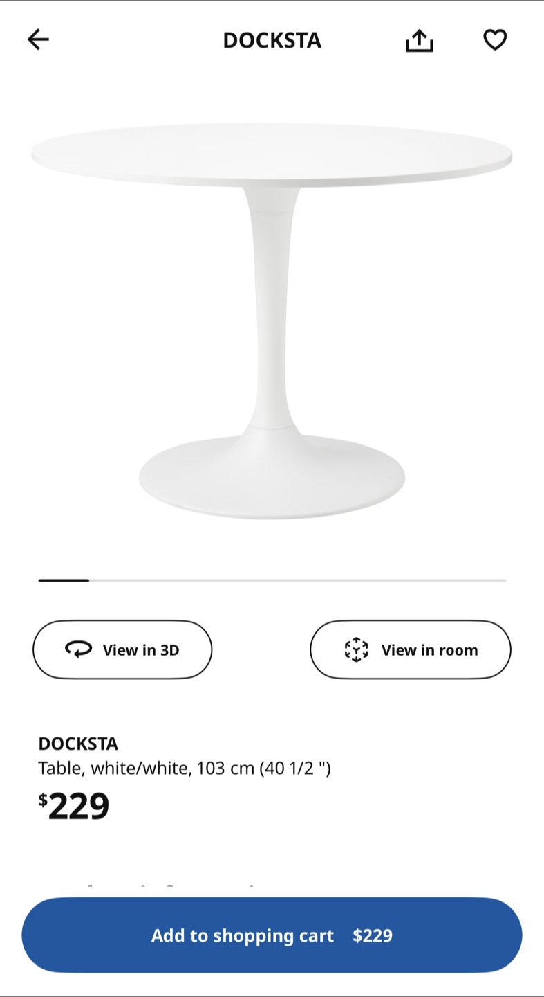 IKEA DOCKSTA White Round Dining Table
