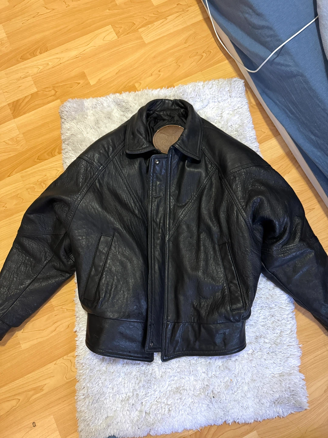 Laurence Roye Black faux Leather Bomber Jacket