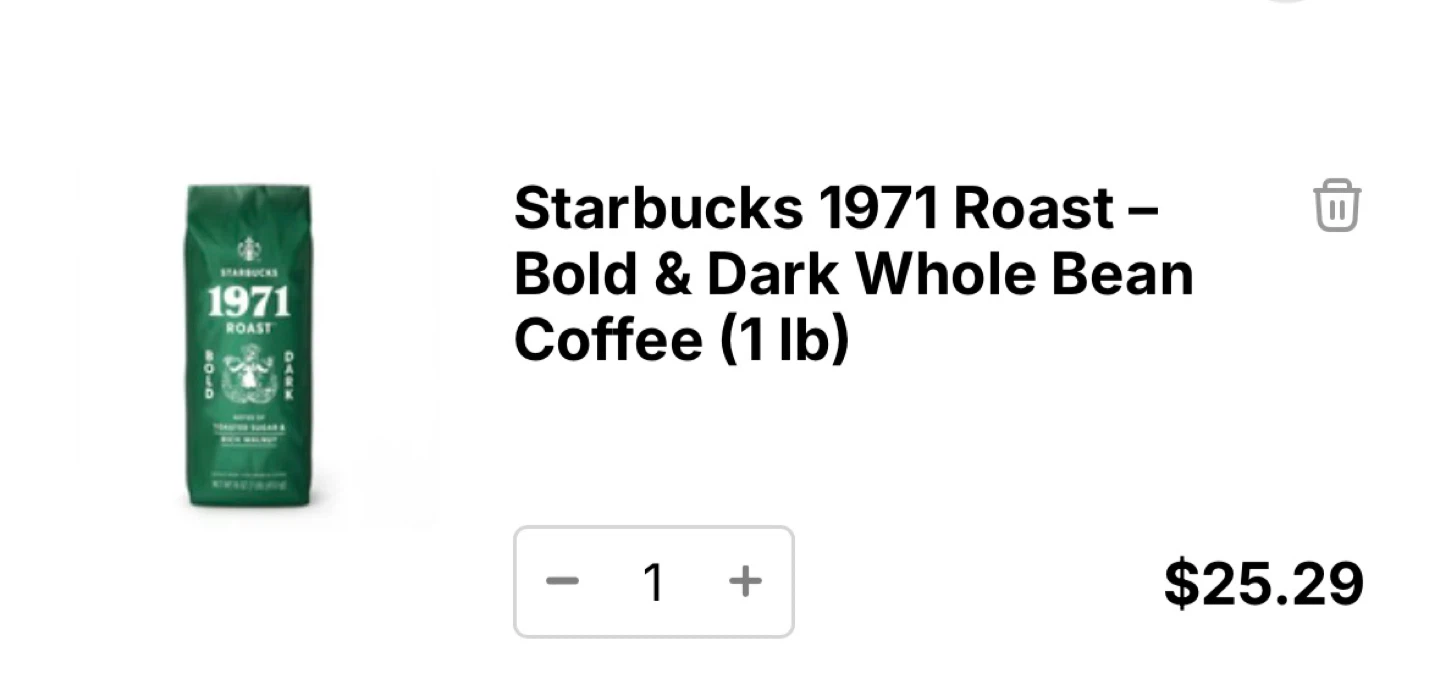 New Starbucks 1971 Roast Dark Whole Bean Coffee (1 lb) - photo 3