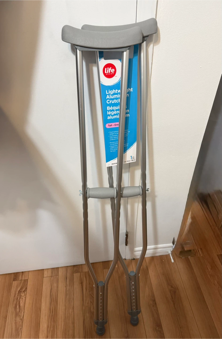 Life Brand Lightweight Aluminum Crutches - Tall-Gray