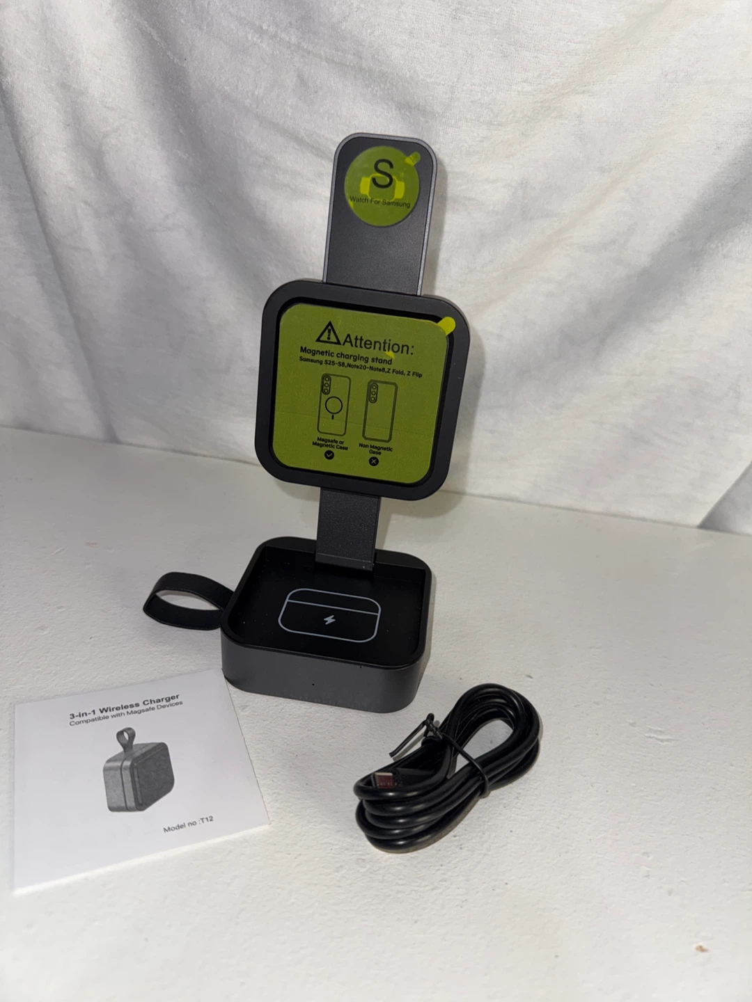 3-in-1 Magnetic Wireless Charger for Phone,Earbuds - Model T12 - photo 2