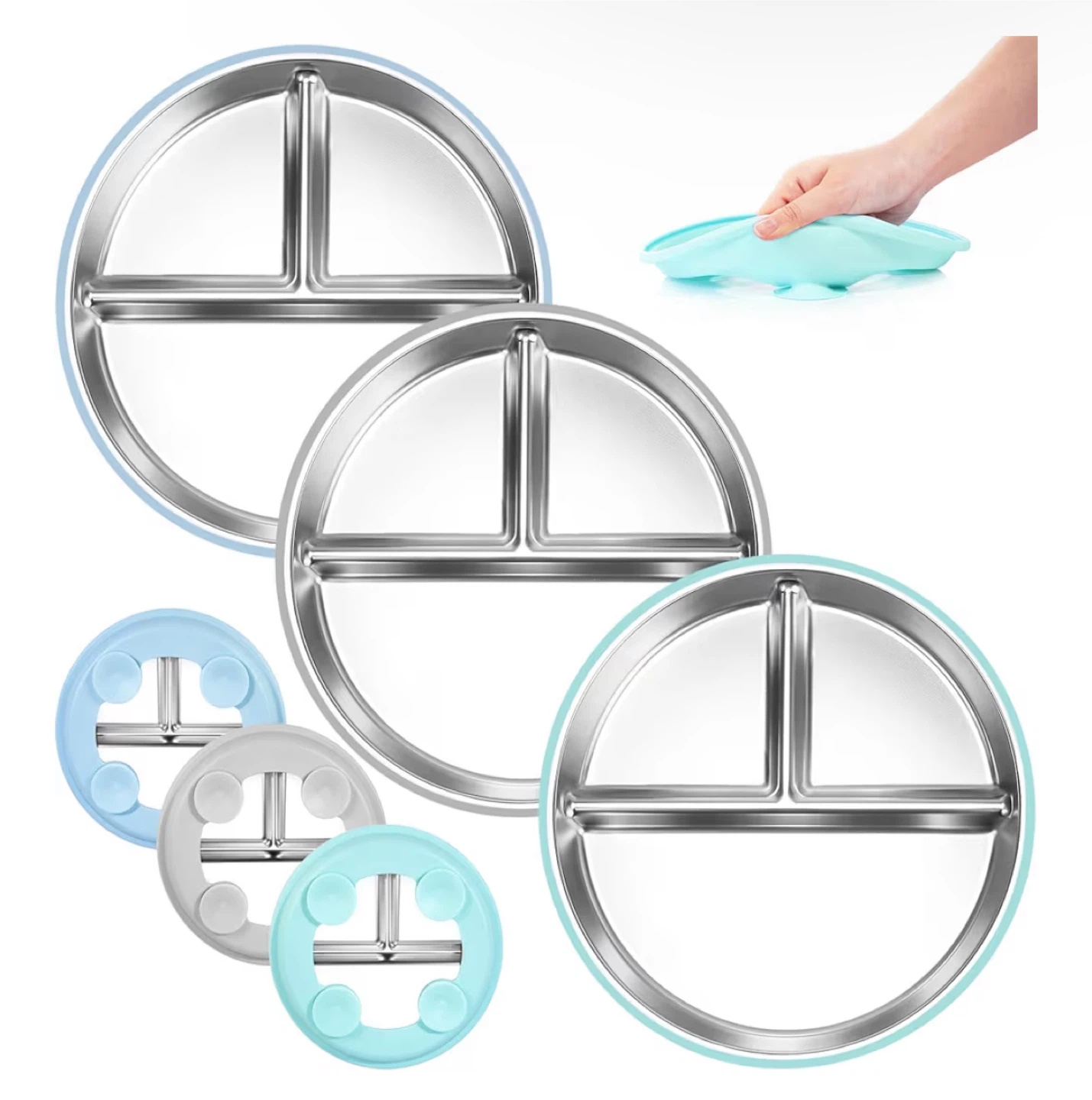 Stainless Steel Divided Plates with Suction Bases