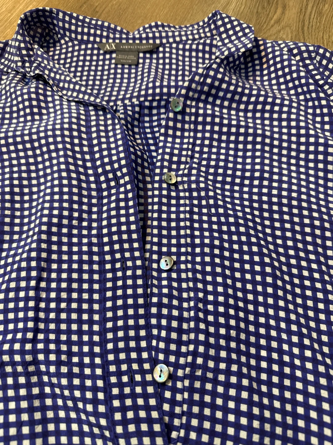 Armani Exchange Blue Gingham Button-Down Shirt size XXS - photo 4
