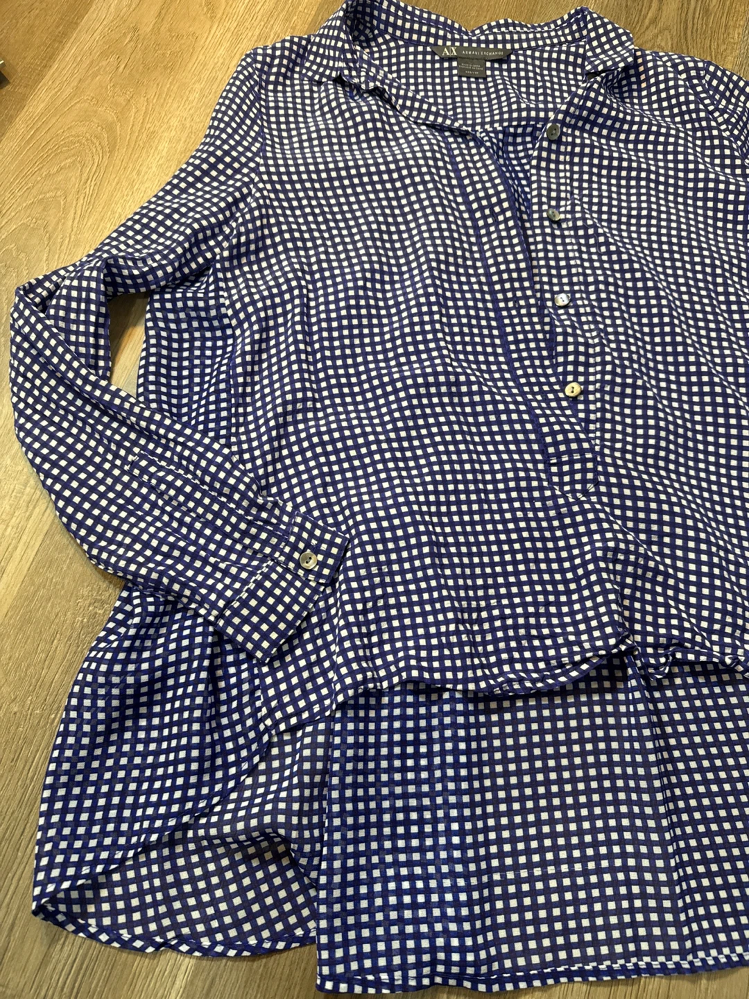 Armani Exchange Blue Gingham Button-Down Shirt size XXS - photo 3