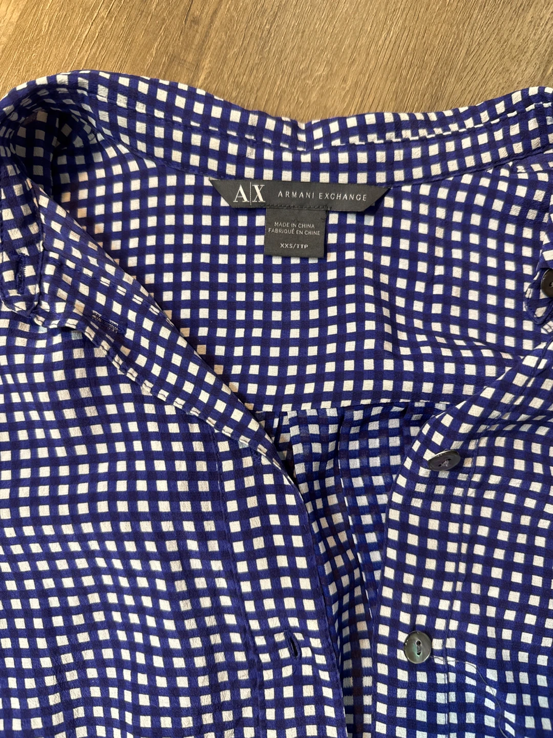 Armani Exchange Blue Gingham Button-Down Shirt size XXS - photo 2