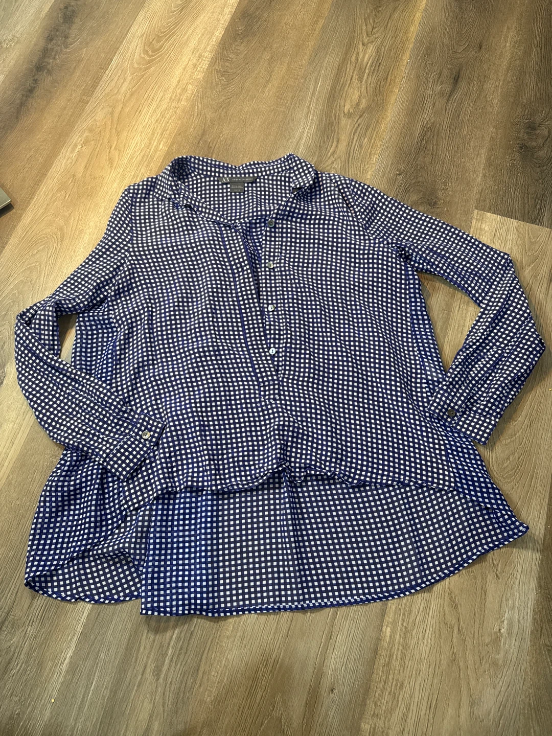 Armani Exchange Blue Gingham Button-Down Shirt size XXS