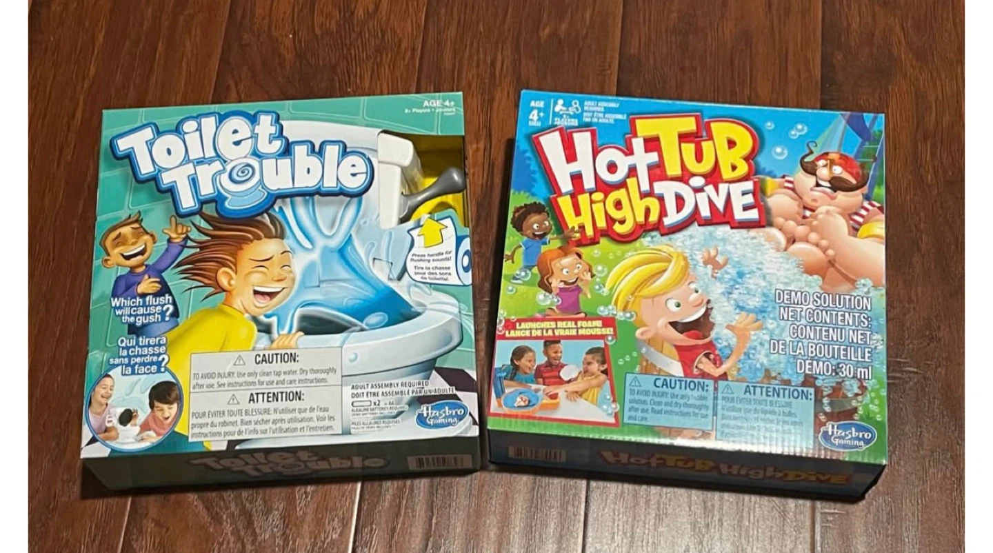 Hasbro Gaming Toilet Trouble & Hot Tub High Dive Board Games