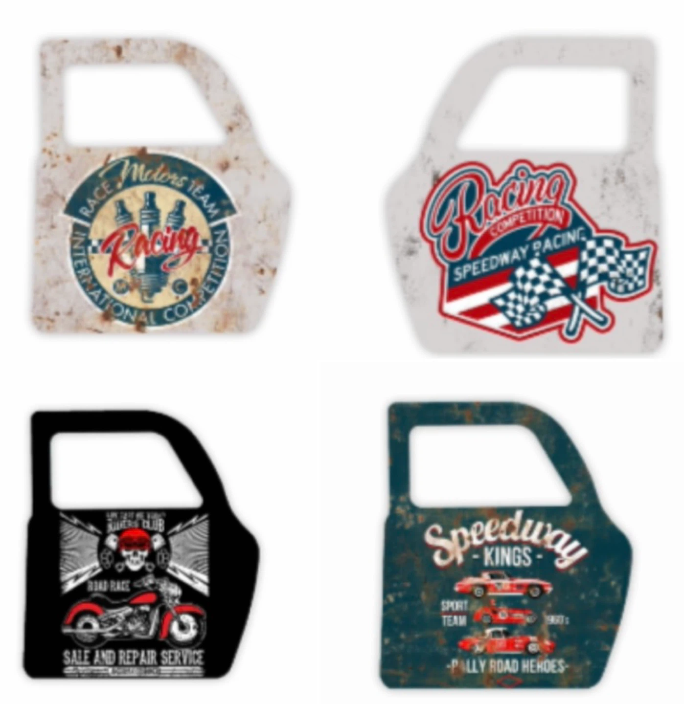 Car Door Shaped Metal Signs with Vintage Graphics - photo 4