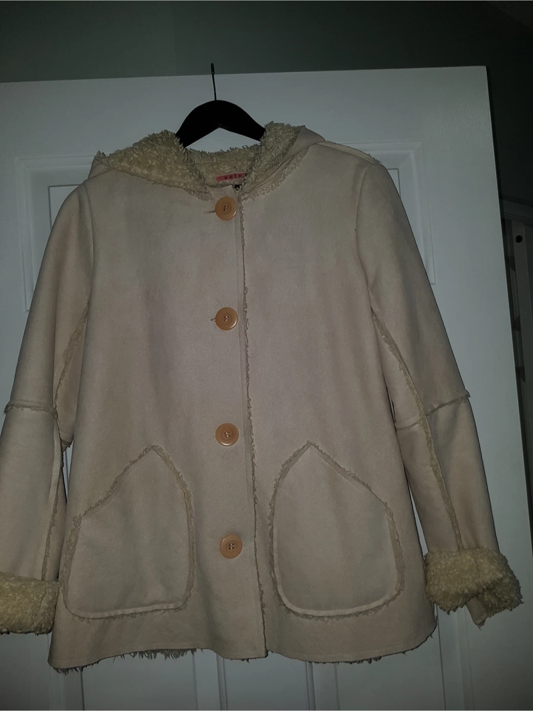 Brown Suede Jacket with Shearling Collar and Belt - photo 3