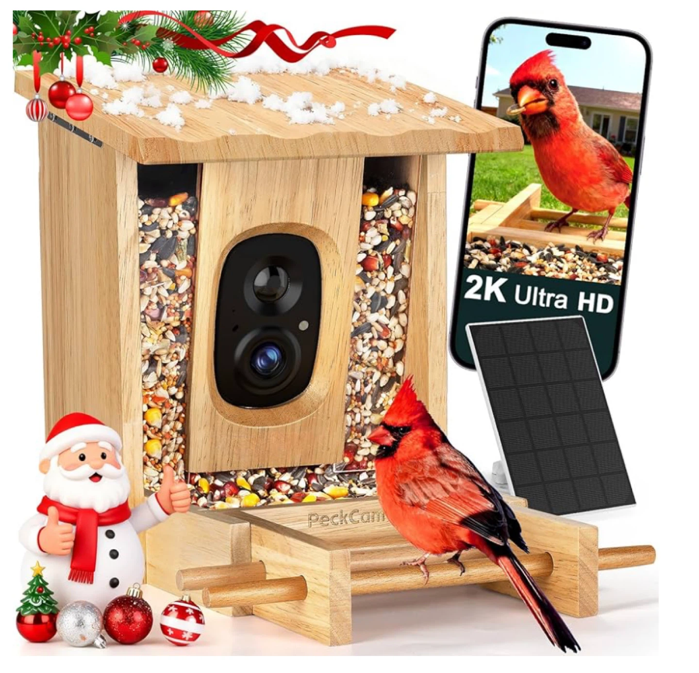 PeckCam Bird Feeder Camera with 2K QHD Resol