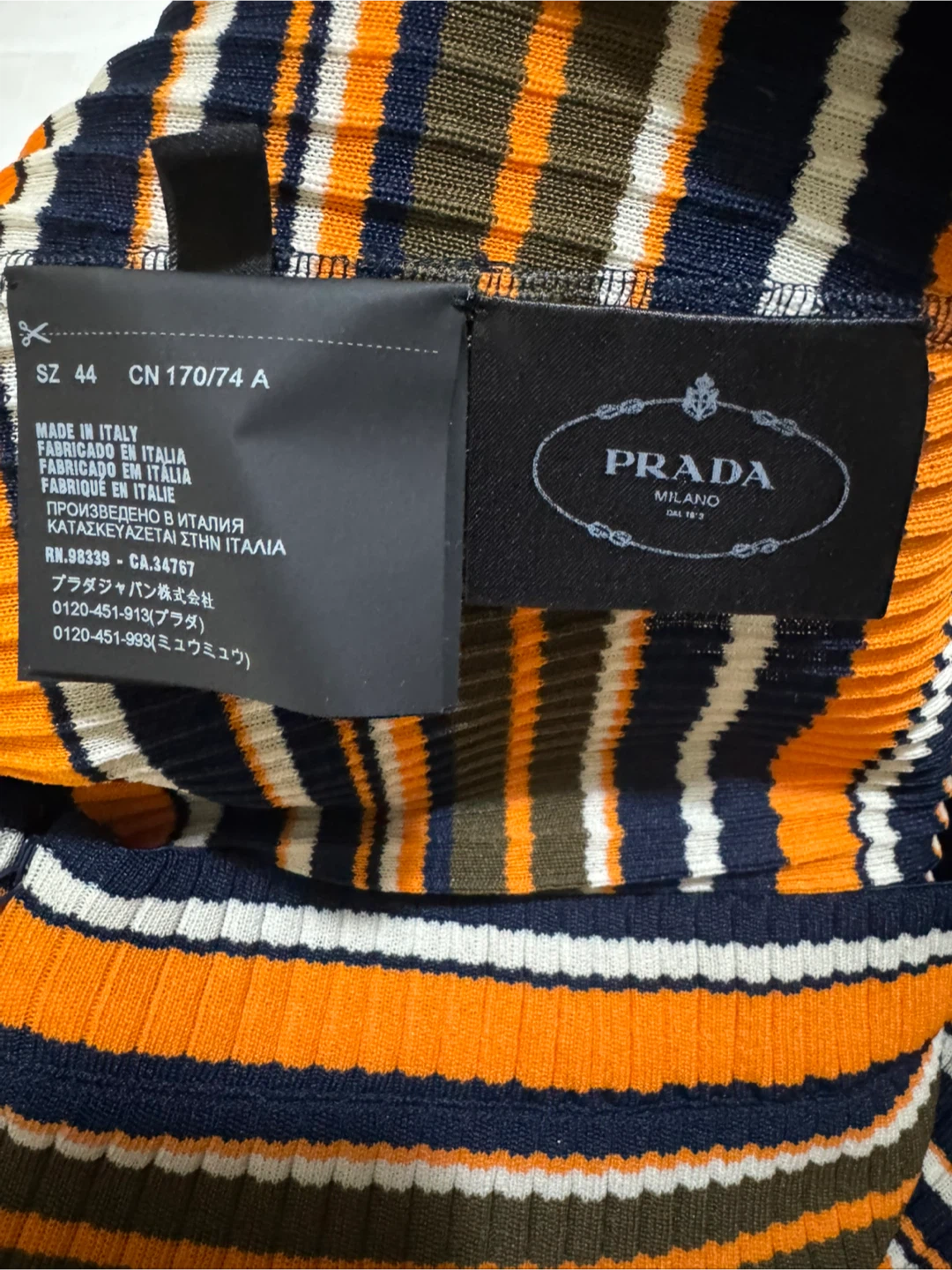 Prada Striped Knit Midi Skirt Size 44 - photo 3