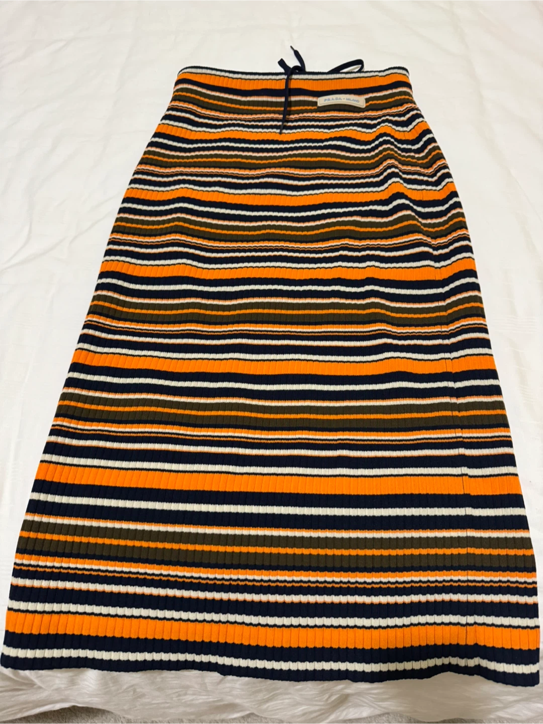 Prada Striped Knit Midi Skirt Size 44