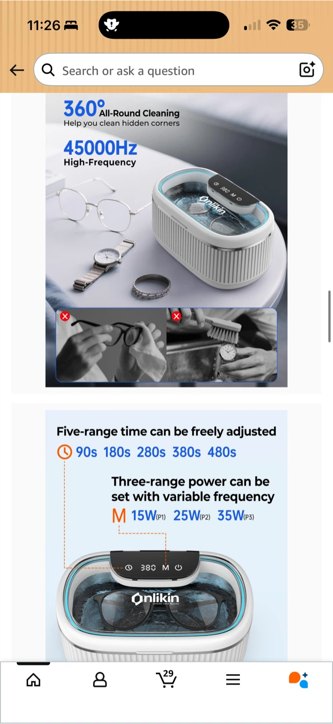Ultrasonic Jewelry Cleaner 45kHz – Glasses / Rings - photo 3