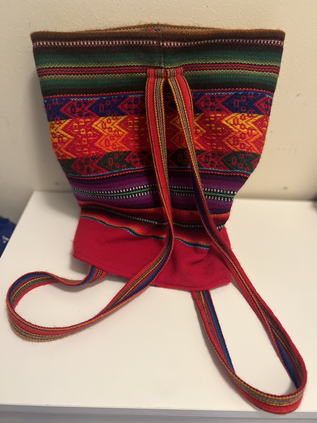 Woven Drawstring Bag with Llama and Sun Design - photo 2