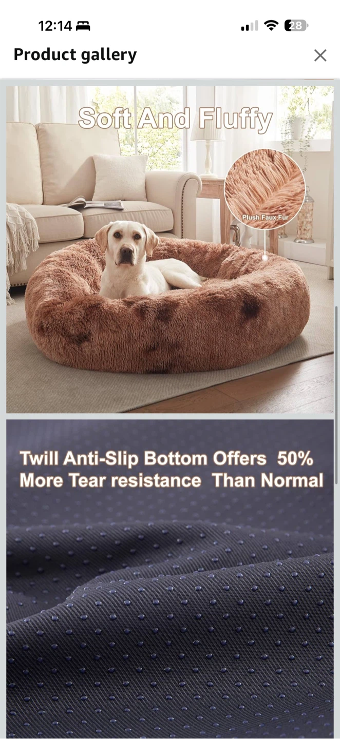 Large Calming Dog Bed 36”x36” Plush Round Pet Bed - photo 2