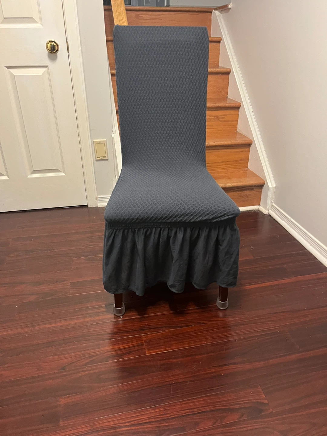 4 Dark Grey Ruffled Chair Cover - photo 2