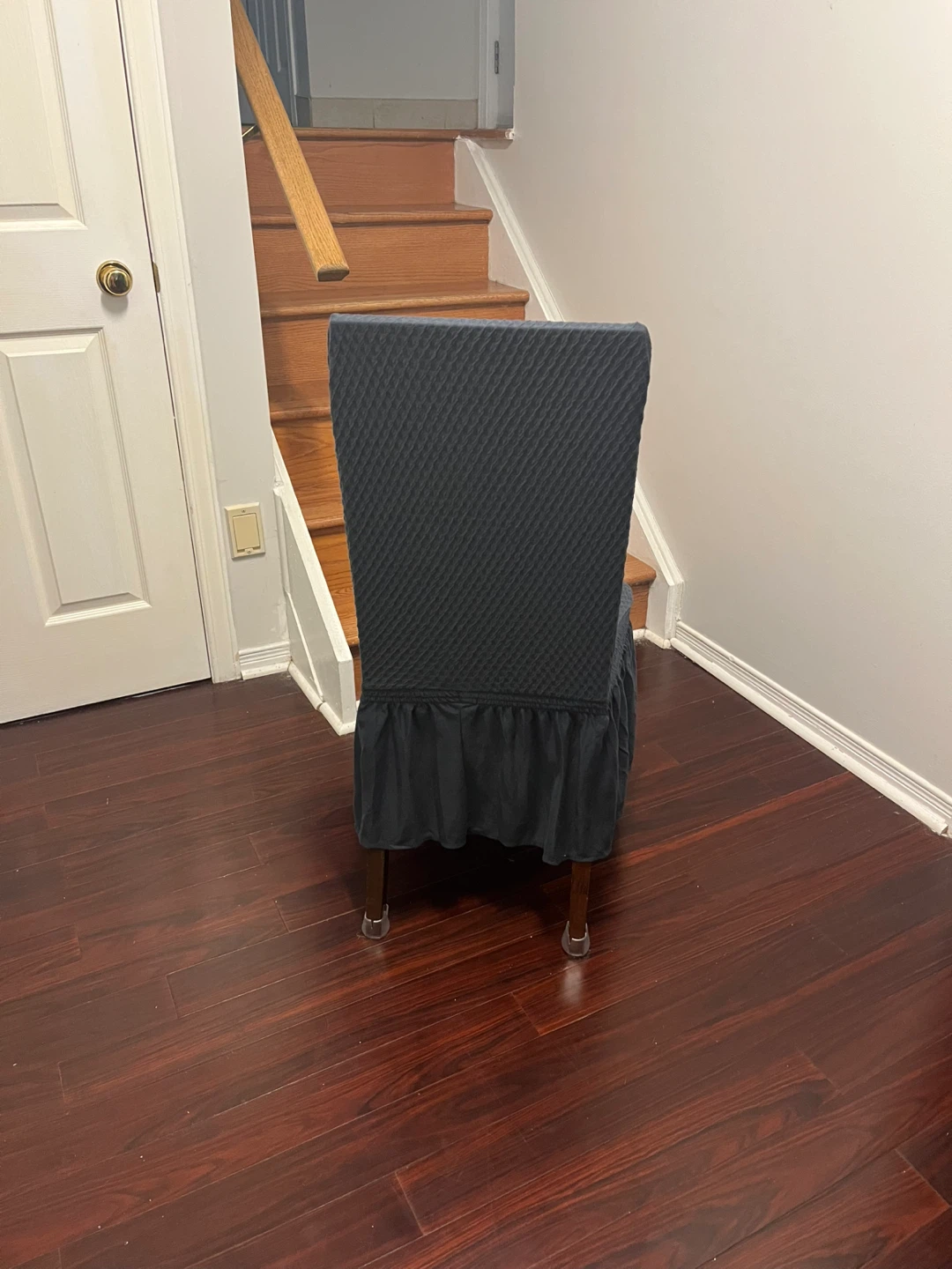 4 Dark Grey Ruffled Chair Cover - photo 4