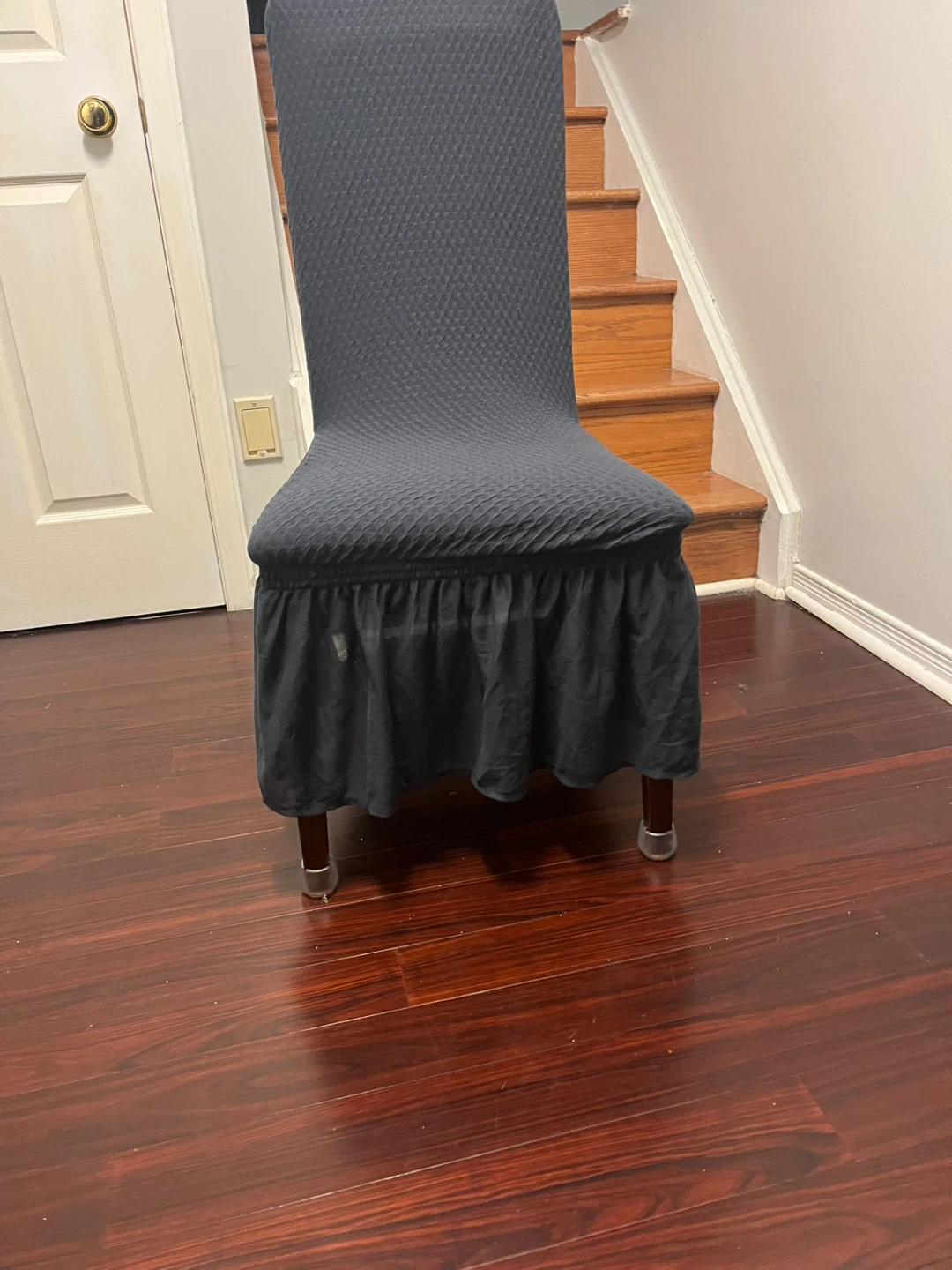 4 Dark Grey Ruffled Chair Cover