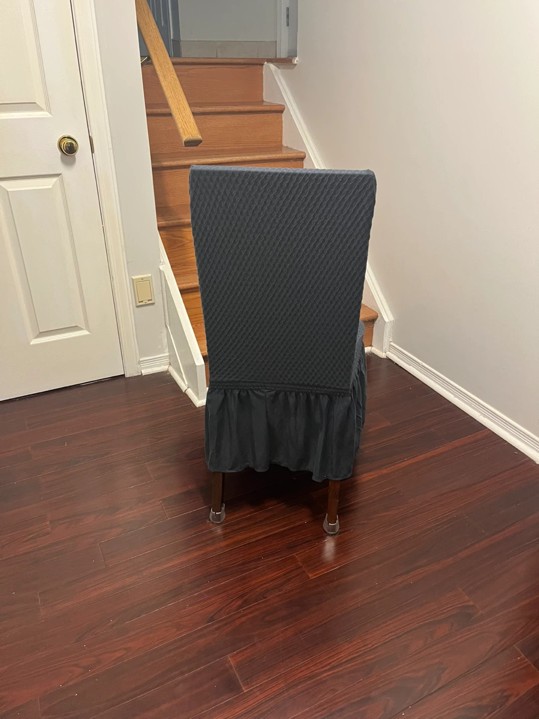 4 Dark Grey Ruffled Chair Cover - photo 5