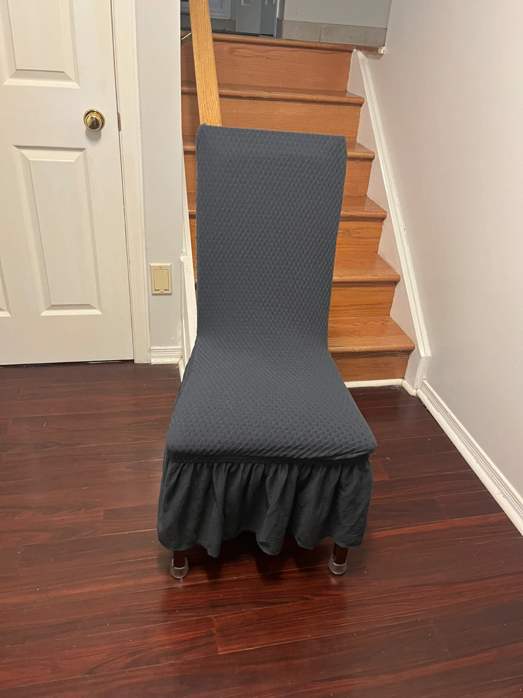 4 Dark Grey Ruffled Chair Cover - photo 3
