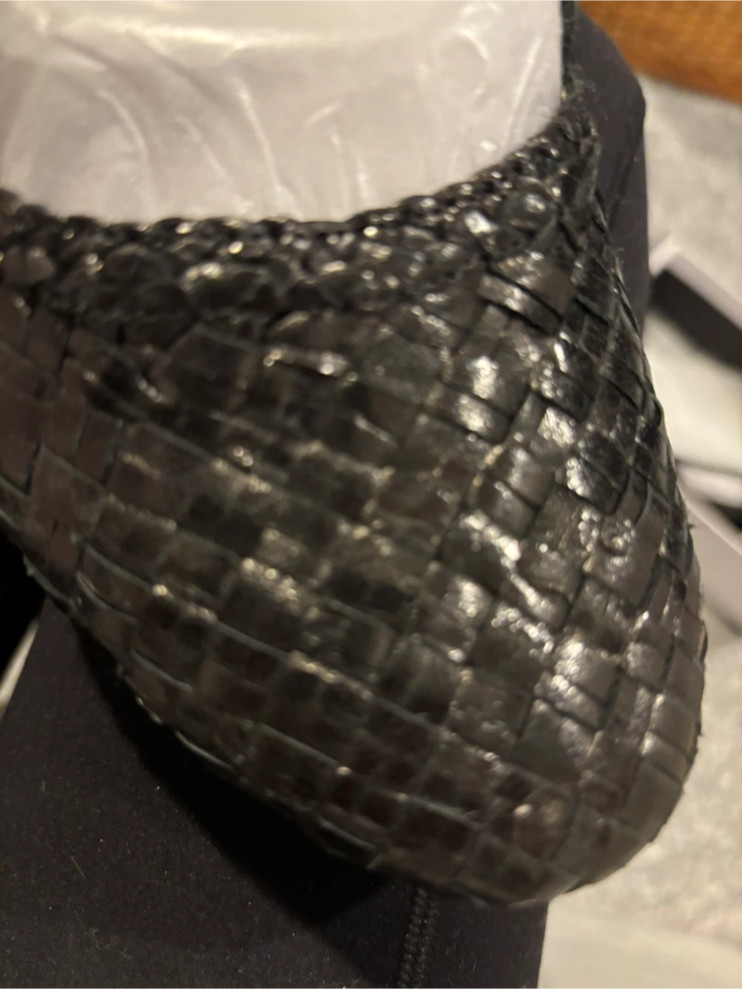 Black Woven Block Heel Slingback Shoes - photo 3