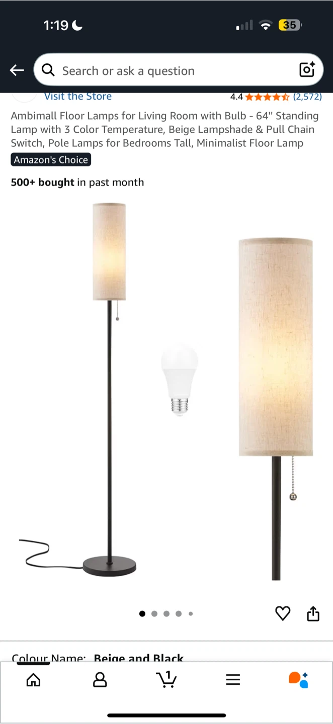 Floor Lamp - Beige and Black