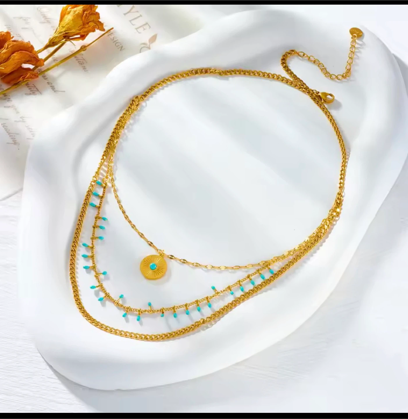 18k gold plated stainless steel necklace - photo 5