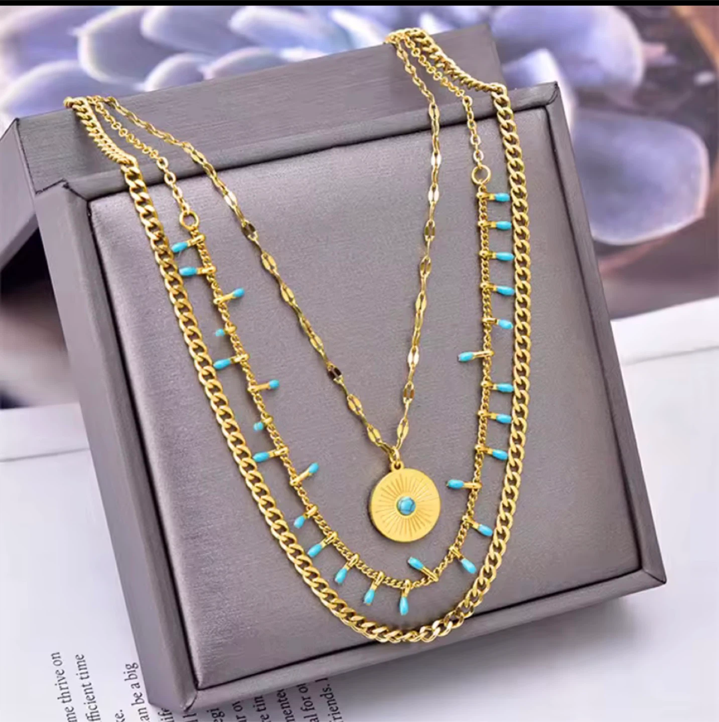 18k gold plated stainless steel necklace - photo 4