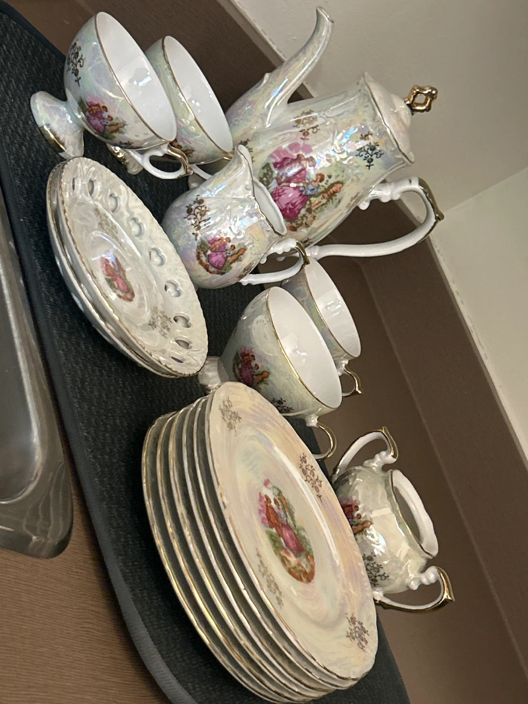 Teacup and Saucer Set with Plates and Pitcher