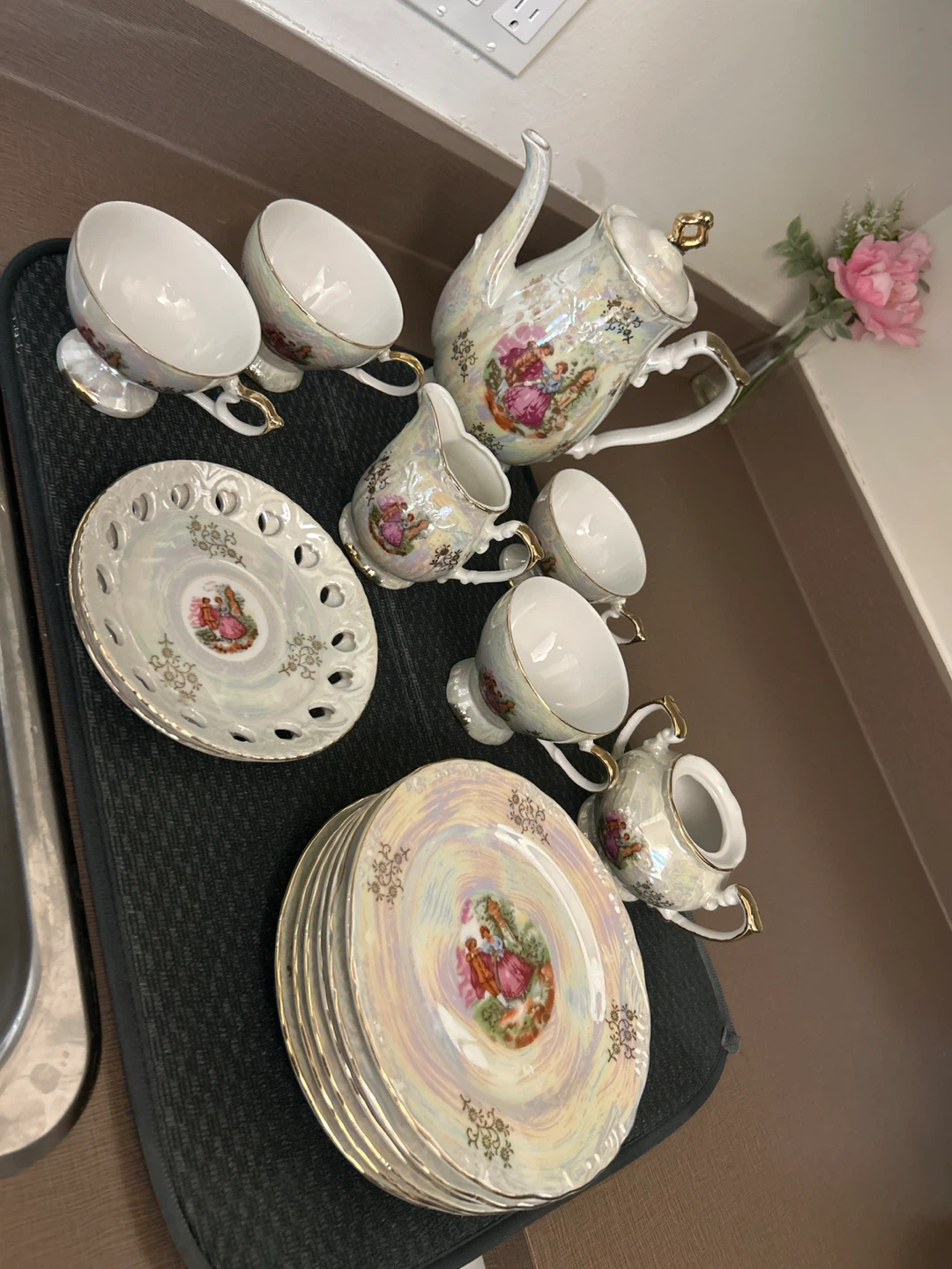 Teacup and Saucer Set with Plates and Pitcher - photo 2