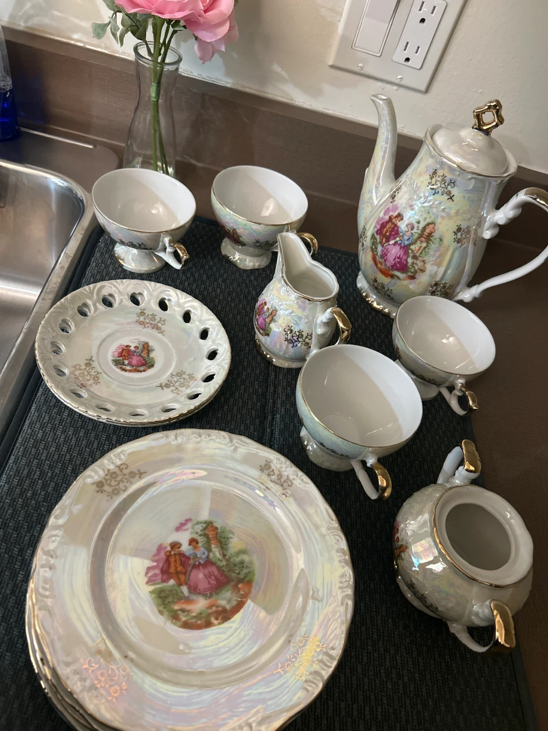 Teacup and Saucer Set with Plates and Pitcher - photo 3