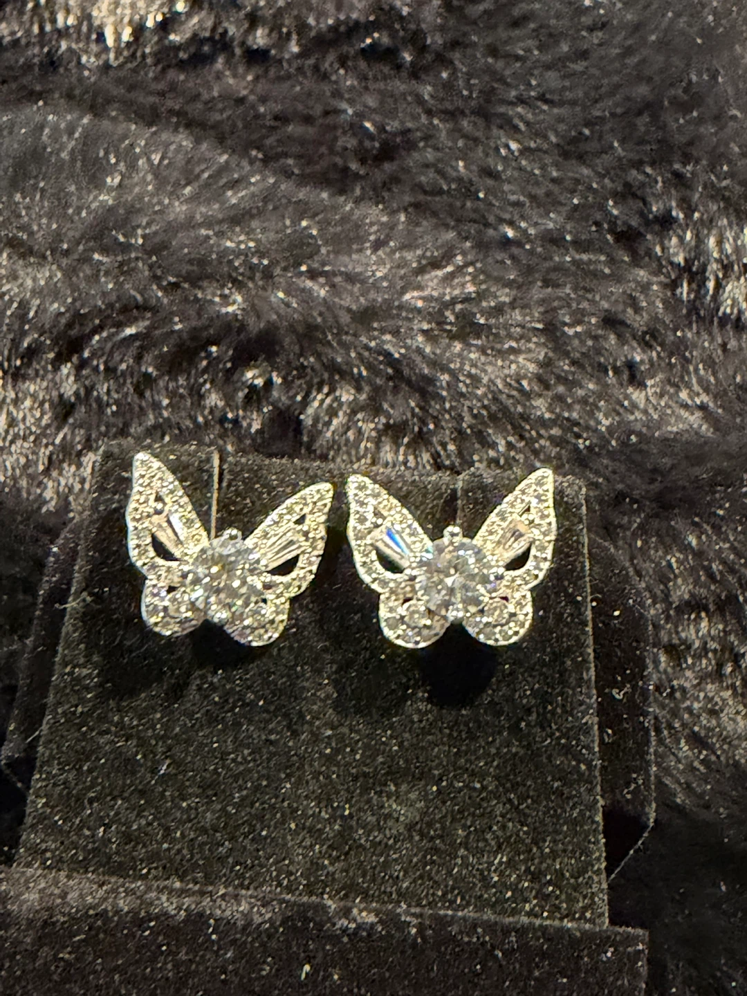 Silver Diamond Butterfly Earrings - photo 2