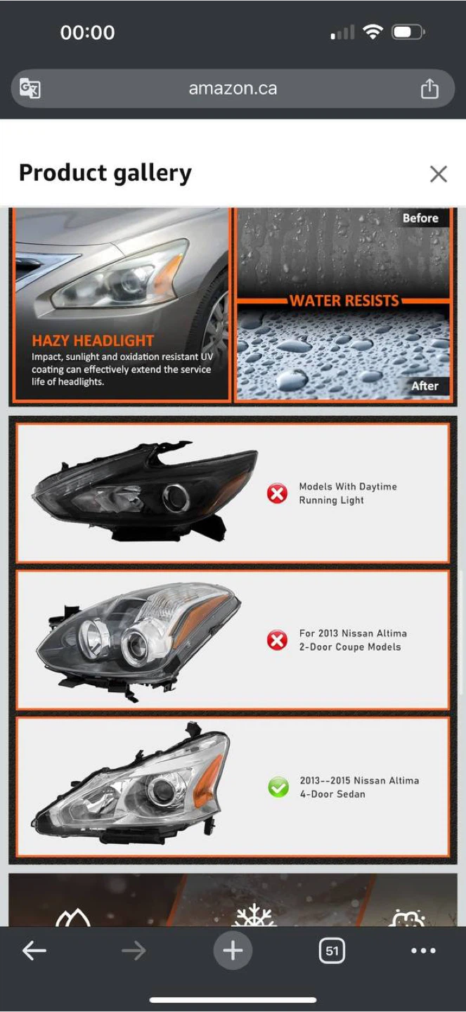 AXLAHA Headlight Assembly Set for Nissan Altima 2013–2015 - photo 4