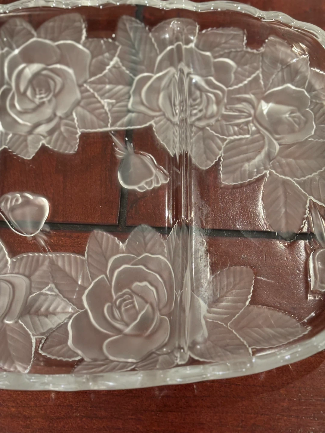 Clear Glass Rose Serving Platter - photo 3