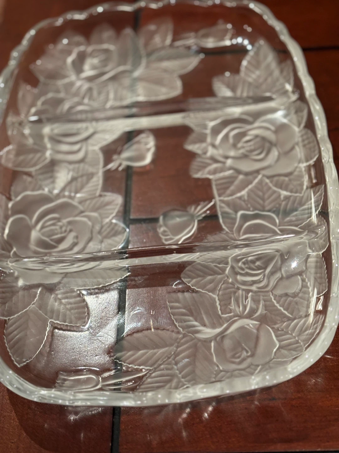 Clear Glass Rose Serving Platter - photo 5
