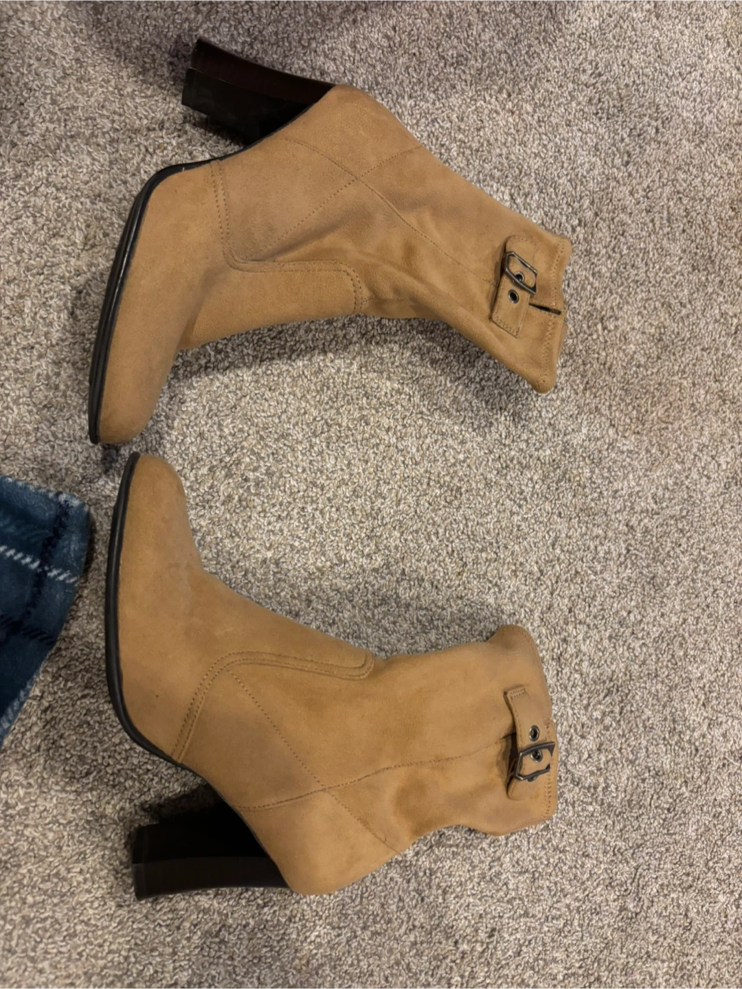 Brown Suede Buckle Ankle Boots - Size 8