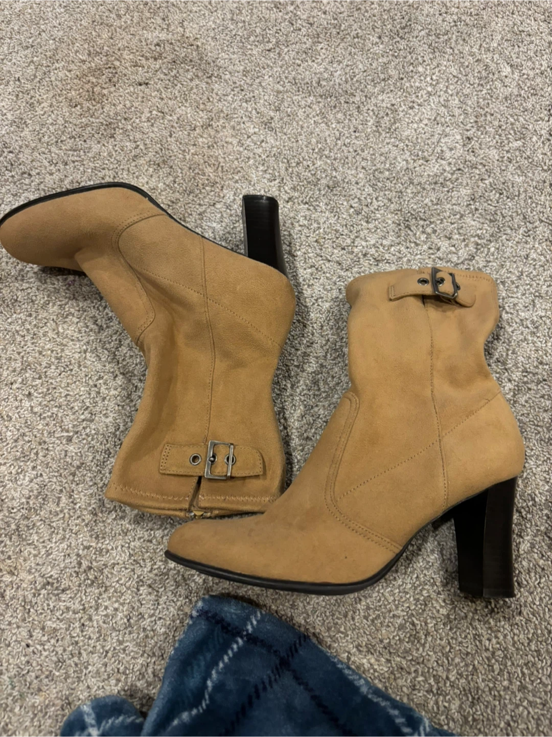 Brown Suede Buckle Ankle Boots - Size 8 - photo 2
