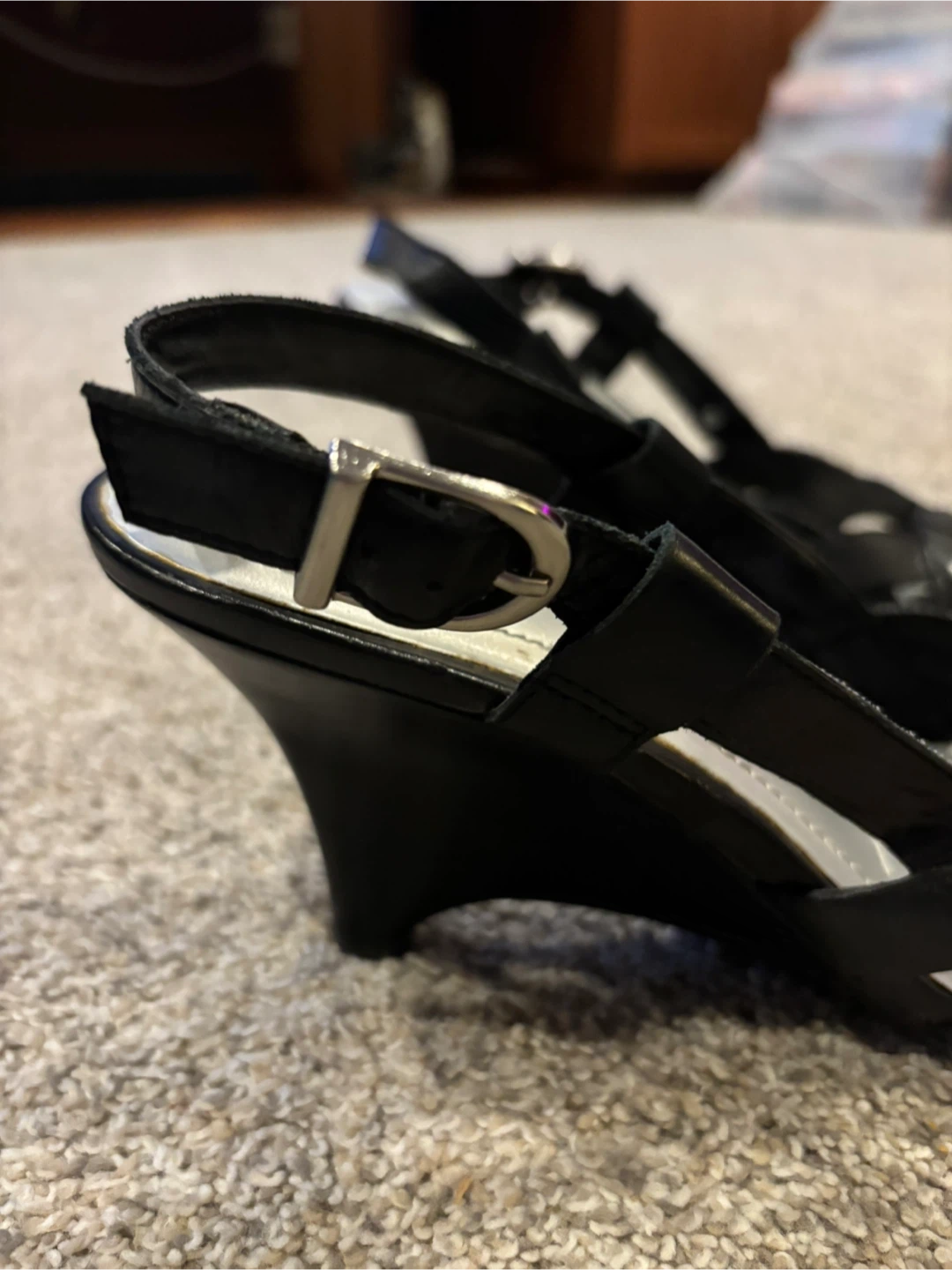 Andrew Geller Black Woven Wedge Sandals - photo 4