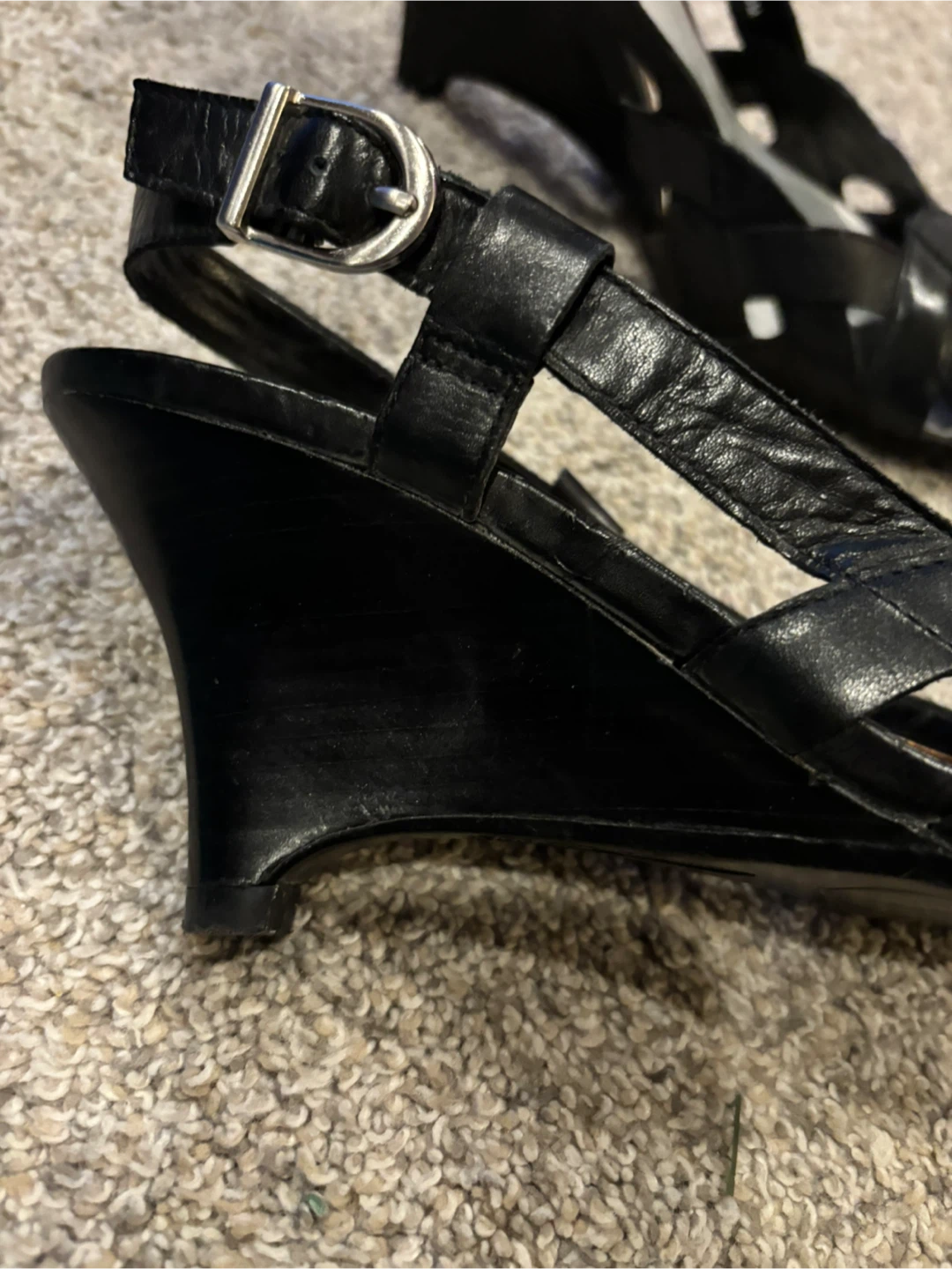 Andrew Geller Black Woven Wedge Sandals - photo 5