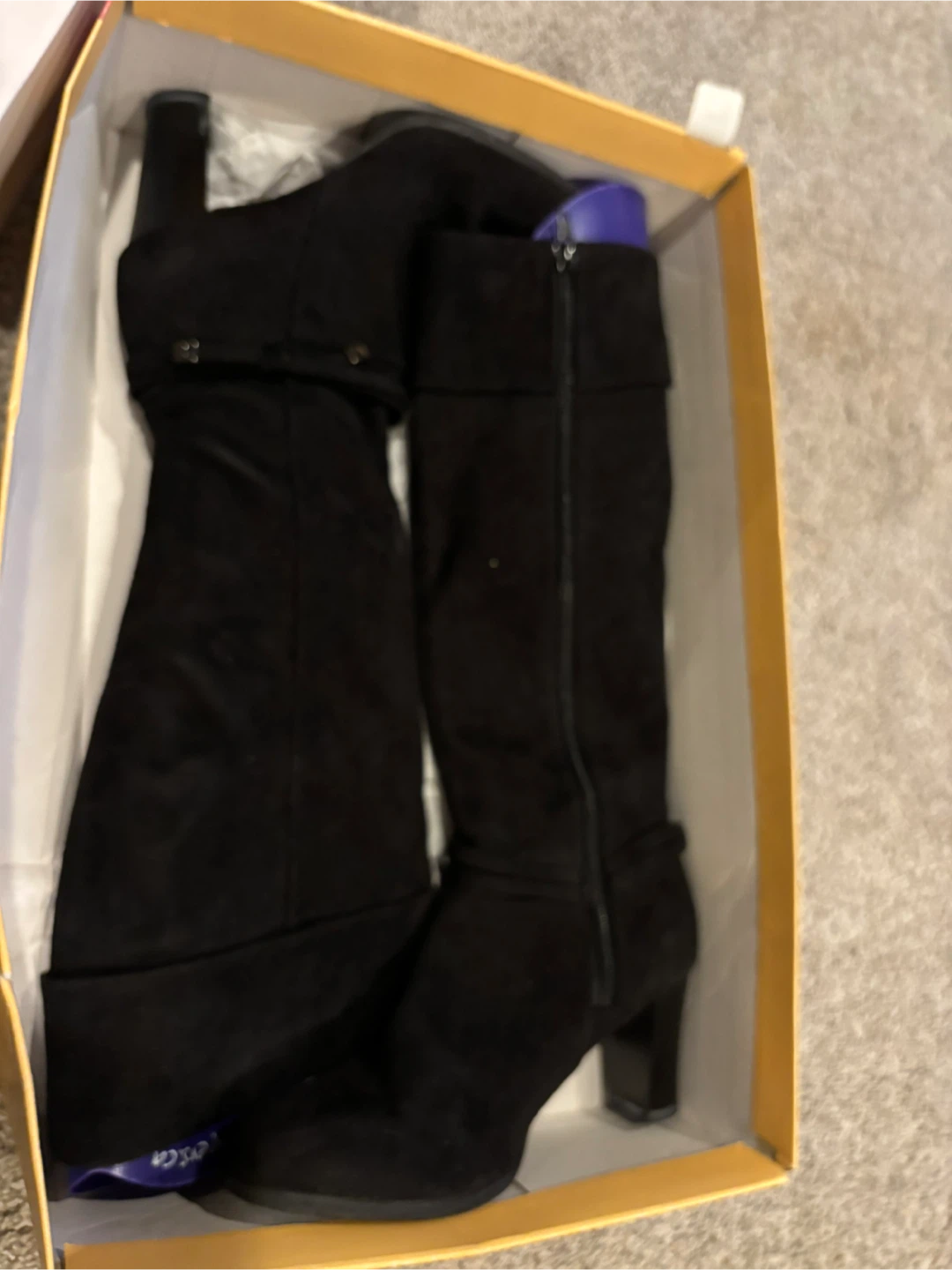 Black Suede-like Tall Boots