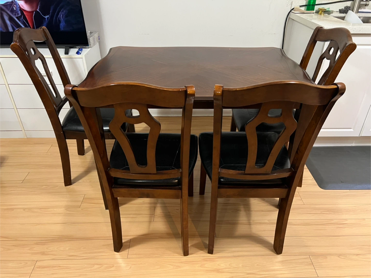 Wooden Dining Table with 4 Chairs
