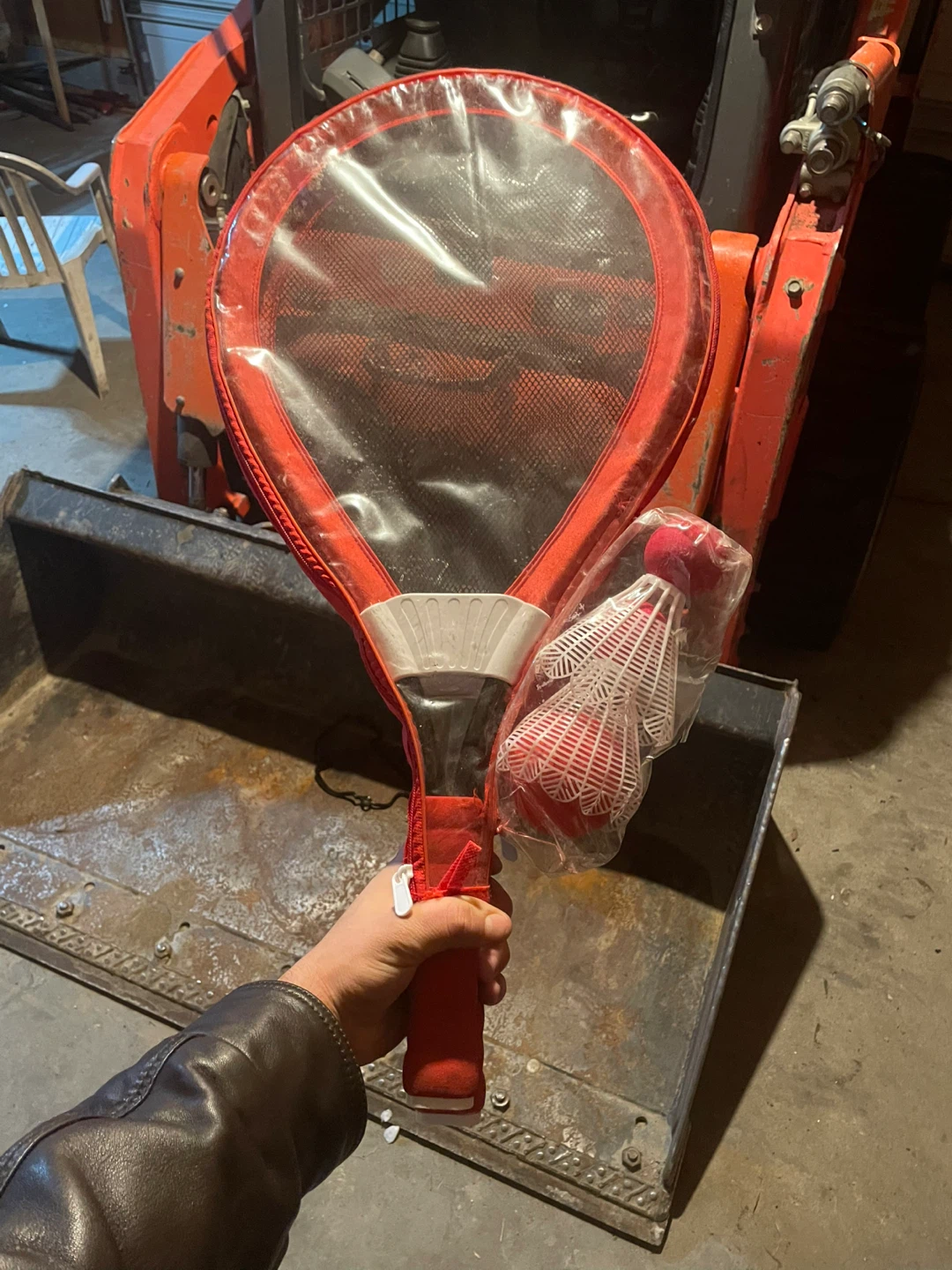 Red Badminton Racket with Shuttlecocks