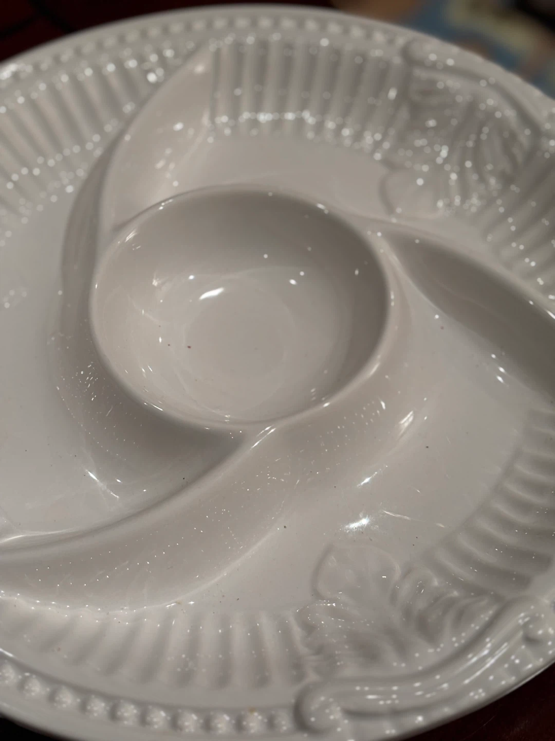 White Ceramic Chip and Dip Platter - photo 3