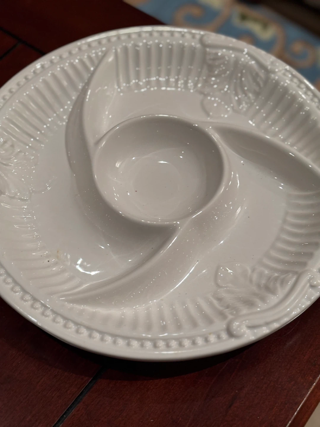 White Ceramic Chip and Dip Platter - photo 4